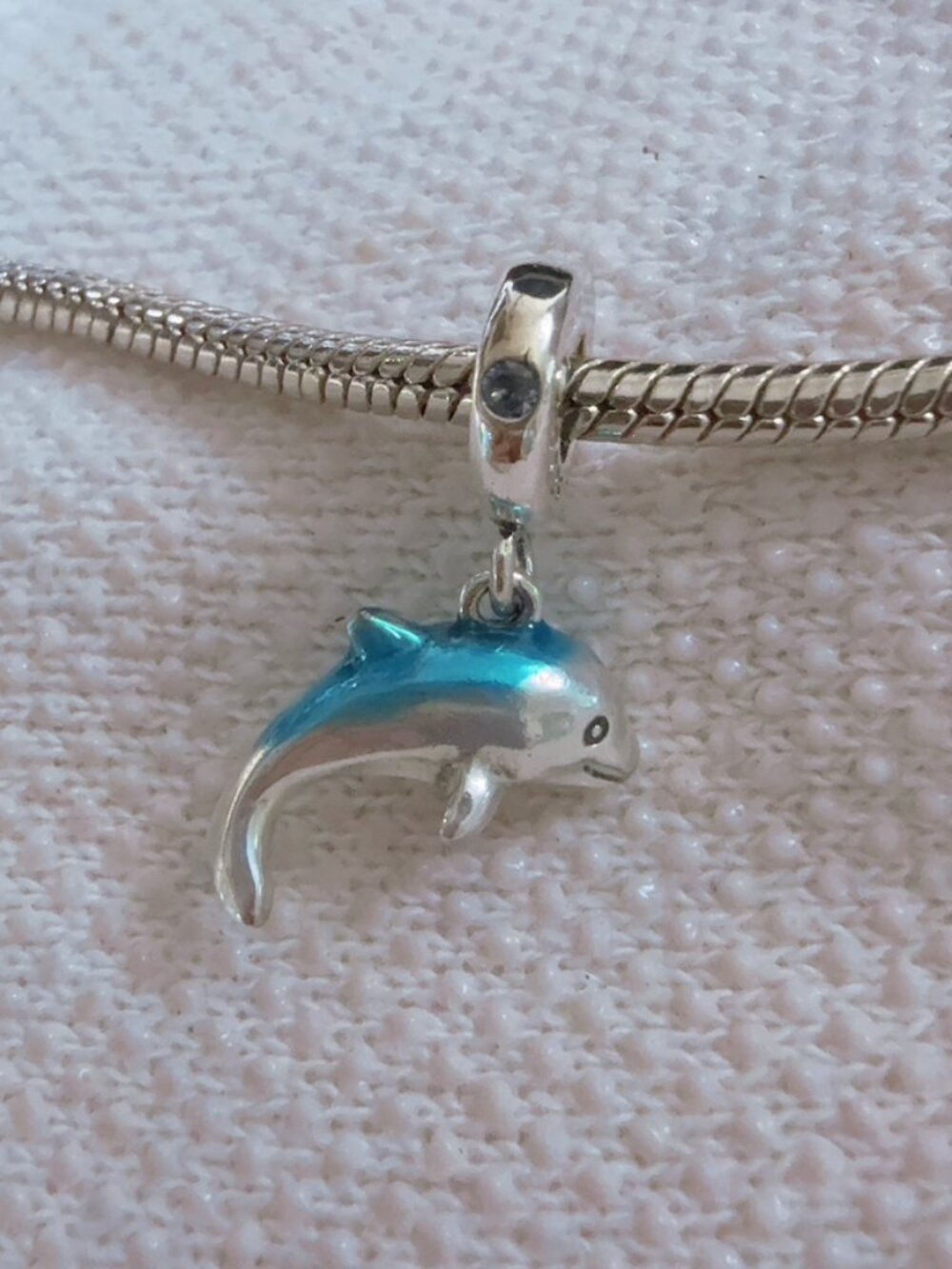 Blue Dolphin Dangle Silver Charm For Pandora Bracelet